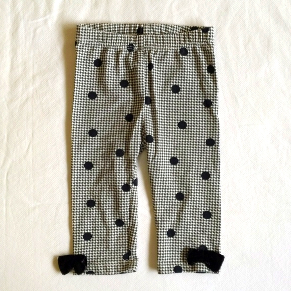first impressions herringbone dotted leggings with velvet bows 3-6 months baby